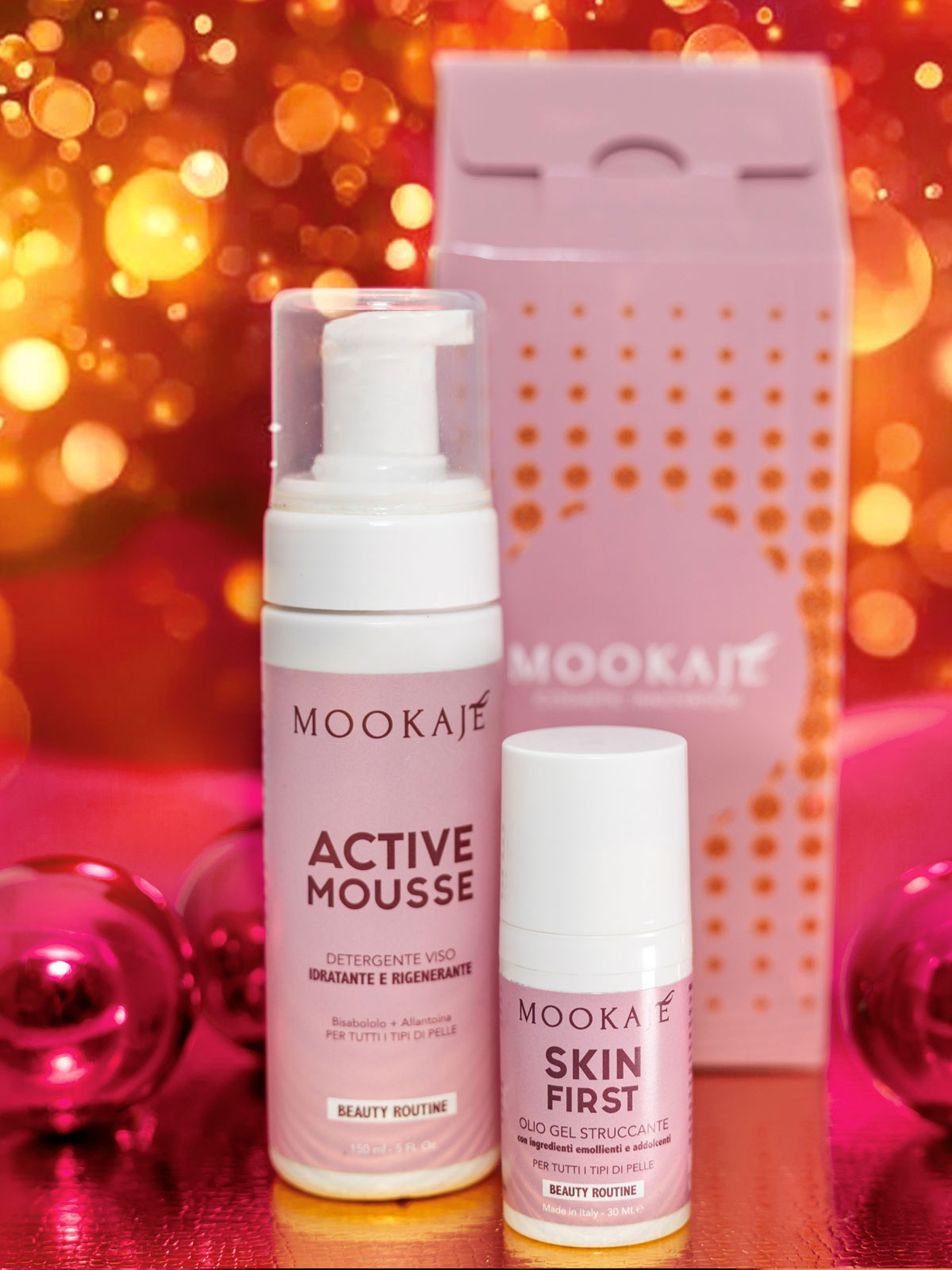Xmas Duo Essential – Active Mousse Detergente + Skin First Olio Gel Struccante + Panno in microfibra